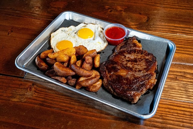 STEAK AND EGGS.