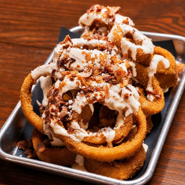 LOADED ONION RINGS.